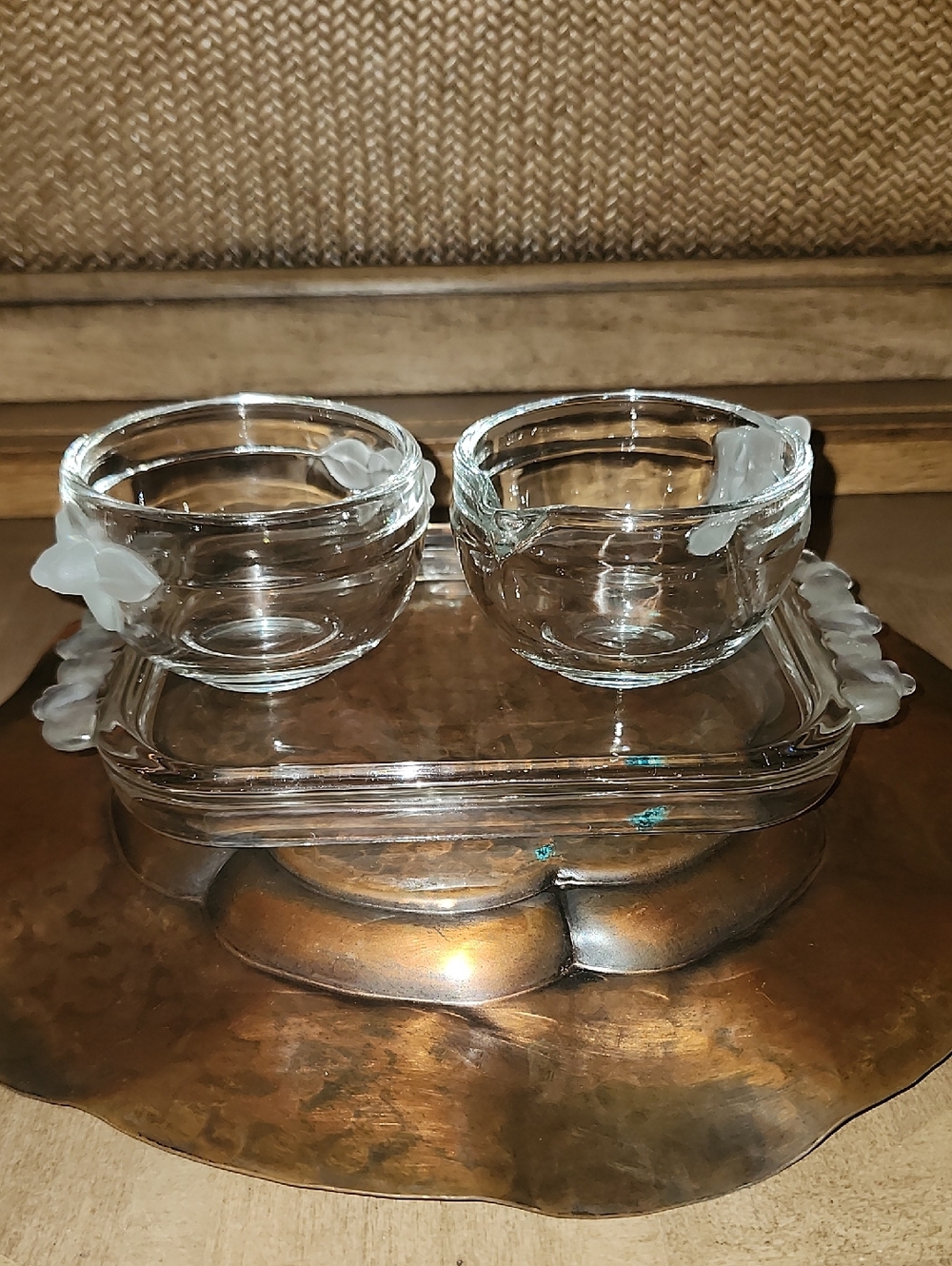 Vintage Mid-Century 3-Piece Breakfast Set – Clear Glass with Frosted Accents